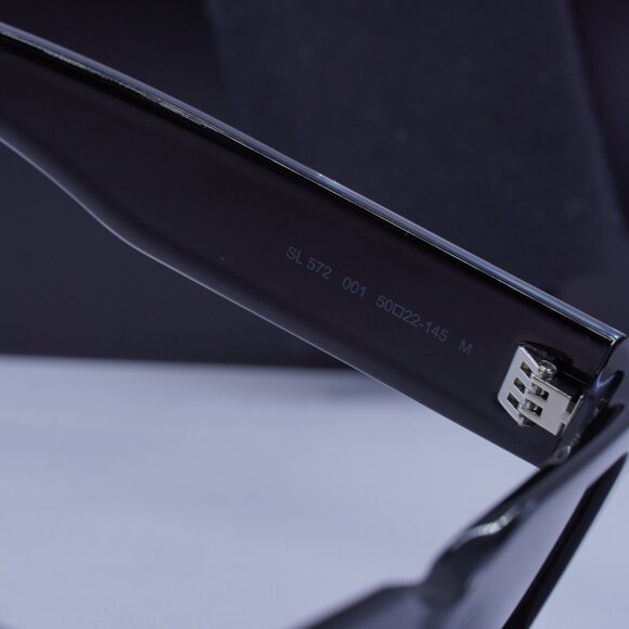 Saint Laurent SL572 001 Square Sunglasses - Black with Silver\Grey - Picture 8 of 14